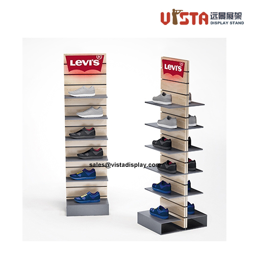 Freestanding Footwear Wooden Display Rack